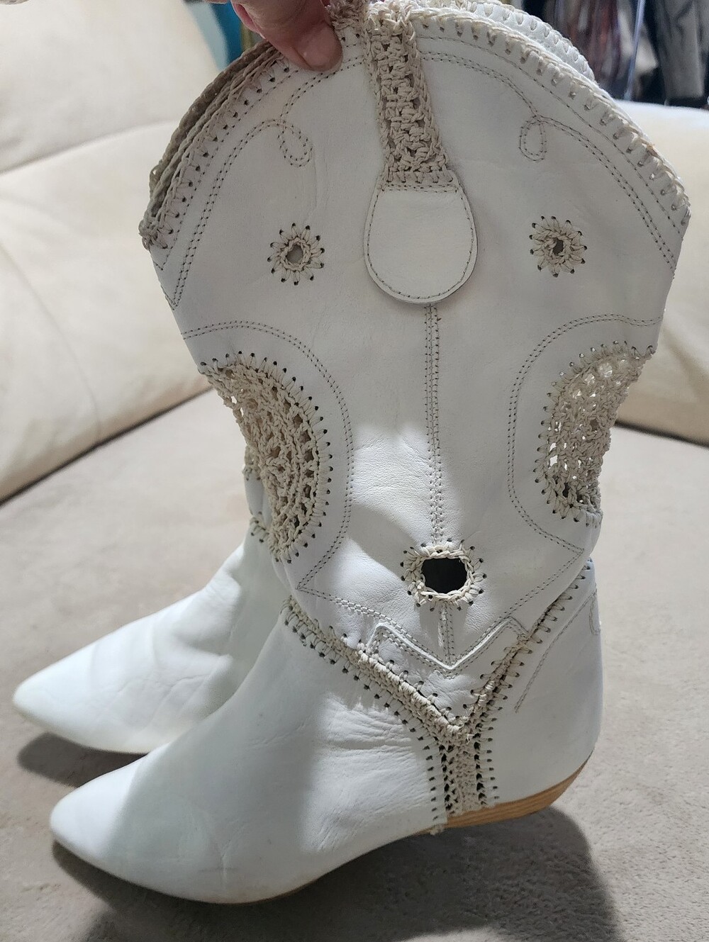 El Vaquero, Handmade, Italian Leather, Crochet Boots, Boho Chic, Western Boots. - Picture 4 of 15